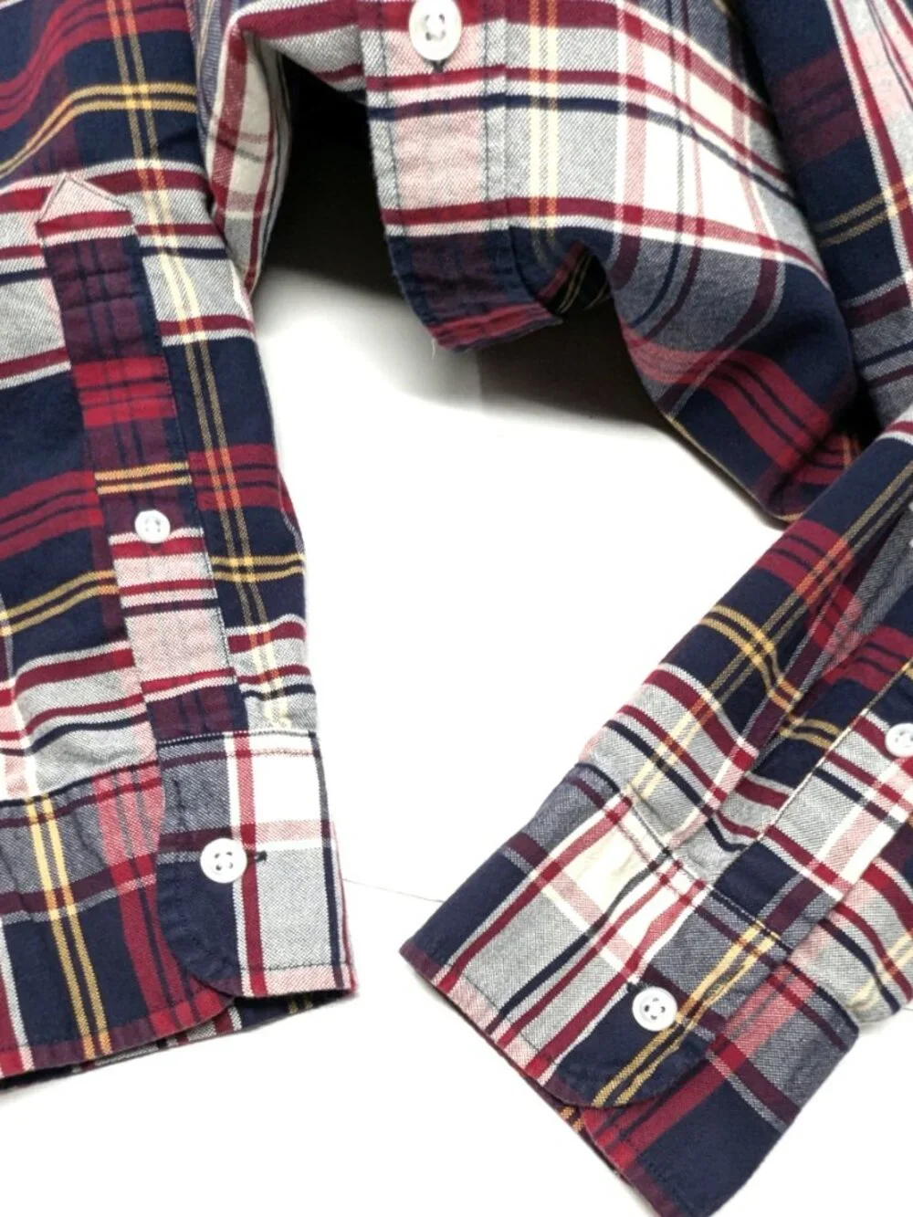 J Crew Mens Flex Oxford Shirt Large Red White Blue Plaid Button Down Slim $24